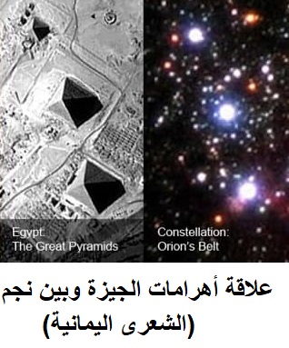 أهرامات الجيزة بوجه عام وبين نجم (الشعرى اليمانية)