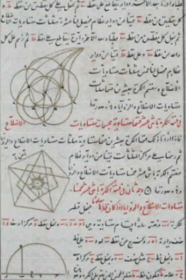 صفحة من كتاب فيما یحتاج إليه الصانع من أعمال الهندسة لأبي الوفاء البوزجاني